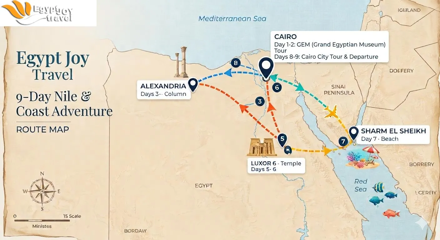 9 Day Cairo Alexandria Luxor & Sharm El Sheikh Tour Package
